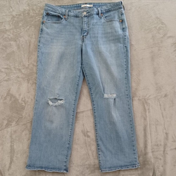 Levi's Denim - Levis‎ Boyfriend Jeans 18W Light Wash Busted Knee Straight Leg Classic Casual